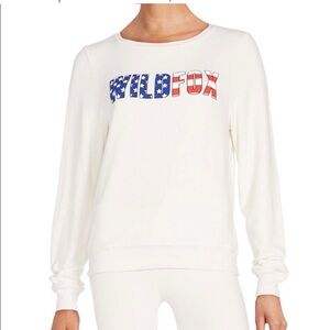 Wildfox White American Flag Logo Sweatshirt size small